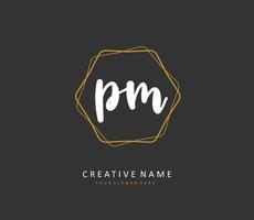 P M PM Initial letter handwriting and  signature logo. A concept handwriting initial logo with template element. vector