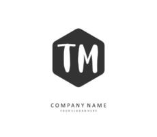 T M TM Initial letter handwriting and  signature logo. A concept handwriting initial logo with template element. vector