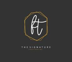 F T FT Initial letter handwriting and  signature logo. A concept handwriting initial logo with template element. vector