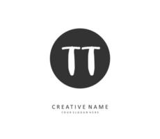 T TT Initial letter handwriting and  signature logo. A concept handwriting initial logo with template element. vector