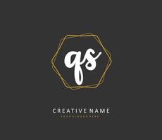 Q S QS Initial letter handwriting and  signature logo. A concept handwriting initial logo with template element. vector