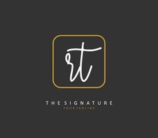 R T RT Initial letter handwriting and  signature logo. A concept handwriting initial logo with template element. vector