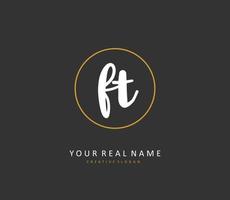 F T FT Initial letter handwriting and  signature logo. A concept handwriting initial logo with template element. vector