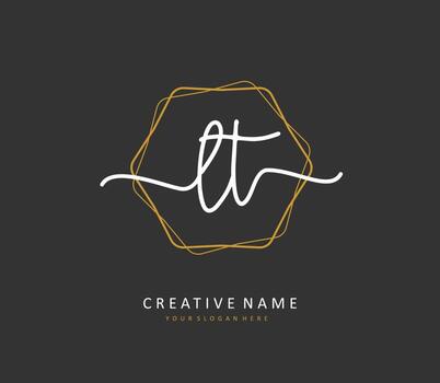 L T LT Initial letter handwriting and  signature logo. A concept handwriting initial logo with template element. vector