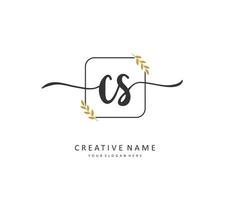 C S CS Initial letter handwriting and  signature logo. A concept handwriting initial logo with template element. vector