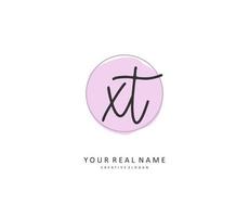 X T XT Initial letter handwriting and  signature logo. A concept handwriting initial logo with template element. vector