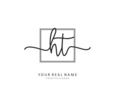 H T HT Initial letter handwriting and  signature logo. A concept handwriting initial logo with template element. vector