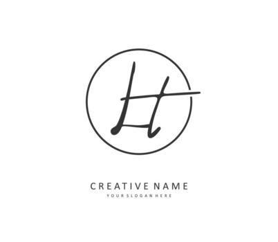 L T LT Initial letter handwriting and  signature logo. A concept handwriting initial logo with template element. vector