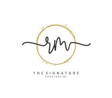 R M RM Initial letter handwriting and  signature logo. A concept handwriting initial logo with template element. vector