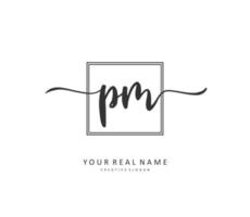 P M PM Initial letter handwriting and  signature logo. A concept handwriting initial logo with template element. vector