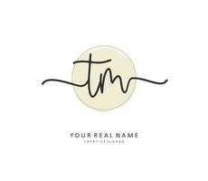 T M TM Initial letter handwriting and  signature logo. A concept handwriting initial logo with template element. vector