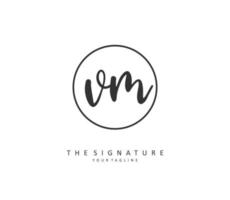 V M VM Initial letter handwriting and  signature logo. A concept handwriting initial logo with template element. vector