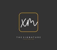 X M XM Initial letter handwriting and  signature logo. A concept handwriting initial logo with template element. vector