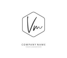 V M VM Initial letter handwriting and  signature logo. A concept handwriting initial logo with template element. vector