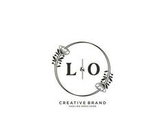 initial LO letters hand drawn feminine and floral botanical logo suitable for spa salon skin hair beauty boutique and cosmetic company. vector