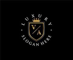 Initial VA Letter Royal Luxury Logo template in vector art for Restaurant, Royalty, Boutique, Cafe, Hotel, Heraldic, Jewelry, Fashion and other vector illustration.