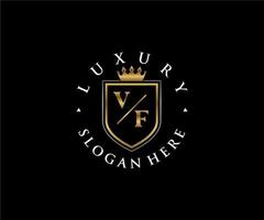 Initial VF Letter Royal Luxury Logo template in vector art for Restaurant, Royalty, Boutique, Cafe, Hotel, Heraldic, Jewelry, Fashion and other vector illustration.