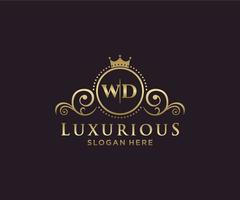 Initial WD Letter Royal Luxury Logo template in vector art for Restaurant, Royalty, Boutique, Cafe, Hotel, Heraldic, Jewelry, Fashion and other vector illustration.