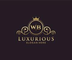 Initial WB Letter Royal Luxury Logo template in vector art for Restaurant, Royalty, Boutique, Cafe, Hotel, Heraldic, Jewelry, Fashion and other vector illustration.