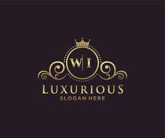 Initial WI Letter Royal Luxury Logo template in vector art for Restaurant, Royalty, Boutique, Cafe, Hotel, Heraldic, Jewelry, Fashion and other vector illustration.