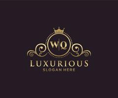 Initial WQ Letter Royal Luxury Logo template in vector art for Restaurant, Royalty, Boutique, Cafe, Hotel, Heraldic, Jewelry, Fashion and other vector illustration.