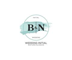 Initial BN Letter Beauty vector initial logo, handwriting logo of initial signature, wedding, fashion, jewerly, boutique, floral and botanical with creative template for any company or business.