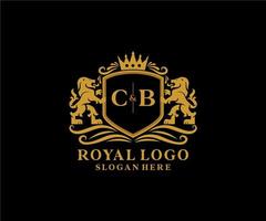 Initial CB Letter Lion Royal Luxury Logo template in vector art for Restaurant, Royalty, Boutique, Cafe, Hotel, Heraldic, Jewelry, Fashion and other vector illustration.