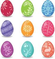 A set of colorful easter eggs with different designs. vector