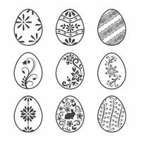 un conjunto de Pascua de Resurrección huevos con diferente diseños vector