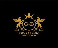 Initial GB Letter Lion Royal Luxury Heraldic,Crest Logo template in vector art for Restaurant, Royalty, Boutique, Cafe, Hotel, Heraldic, Jewelry, Fashion and other vector illustration.