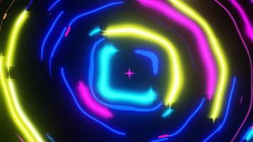 3D futuristic neon light trails color moving animations, cyberpunk loop background video