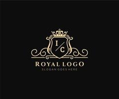 Initial IC Letter Luxurious Brand Logo Template, for Restaurant, Royalty, Boutique, Cafe, Hotel, Heraldic, Jewelry, Fashion and other vector illustration.