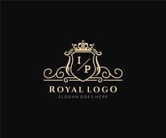 Initial IP Letter Luxurious Brand Logo Template, for Restaurant, Royalty, Boutique, Cafe, Hotel, Heraldic, Jewelry, Fashion and other vector illustration.