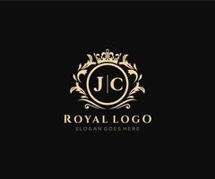 Initial JC Letter Luxurious Brand Logo Template, for Restaurant, Royalty, Boutique, Cafe, Hotel, Heraldic, Jewelry, Fashion and other vector illustration.