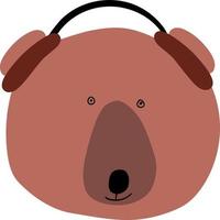 Bear brown in headphones children's drawing. vector