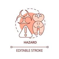 Hazard terracotta concept icon. Control of contamination risk. HACCP system element abstract idea thin line illustration. Isolated outline drawing. Editable stroke vector