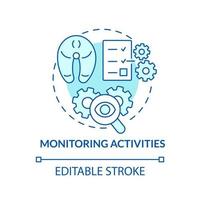 Monitoring activities turquoise concept icon. Contamination control. HACCP principle abstract idea thin line illustration. Isolated outline drawing. Editable stroke vector