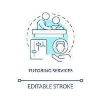 Tutoring services turquoise concept icon. Supplementary education provider abstract idea thin line illustration. Isolated outline drawing. Editable stroke vector