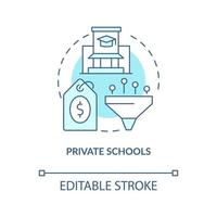 Private schools turquoise concept icon. Establishment. Educational service provider abstract idea thin line illustration. Isolated outline drawing. Editable stroke vector