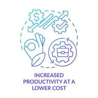 Increased productivity at lower cost blue gradient concept icon. Sustainable business profit abstract idea thin line illustration. Isolated outline drawing vector