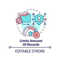 Limits amount of records concept icon. Customer identification prevents hacking abstract idea thin line illustration. Isolated outline drawing. Editable stroke vector