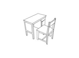 study table with chair vector design and illustration. study table with chair vector design and outline. study table with chair isolated white background.