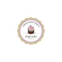 Cupcake Vector Logo Template. Logo for Cake Shop, Sticker, Label, etc.