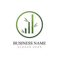 bamboo logo with green leaves vector illustration template