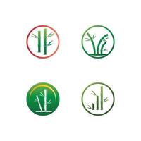 bamboo logo with green leaves vector illustration template