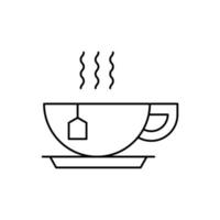 Tea Cup with Teabag Isolated Line Icon. Perfect for using in banners, fliers, business cards, stores, shops vector