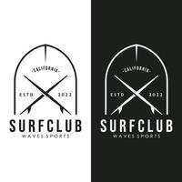 Surfboard Vintage Logo Template. vector