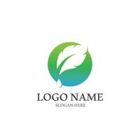 logotipos de vector de elemento de naturaleza de ecología de hoja de árbol verde