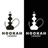 Hookah Shisha Silhouette Logo Template for Bar, Cafe and Club. vector