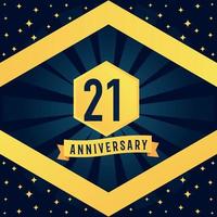 21 year anniversary logotype design with blue twist infinity multiple line design in yellow color border template vector illustration